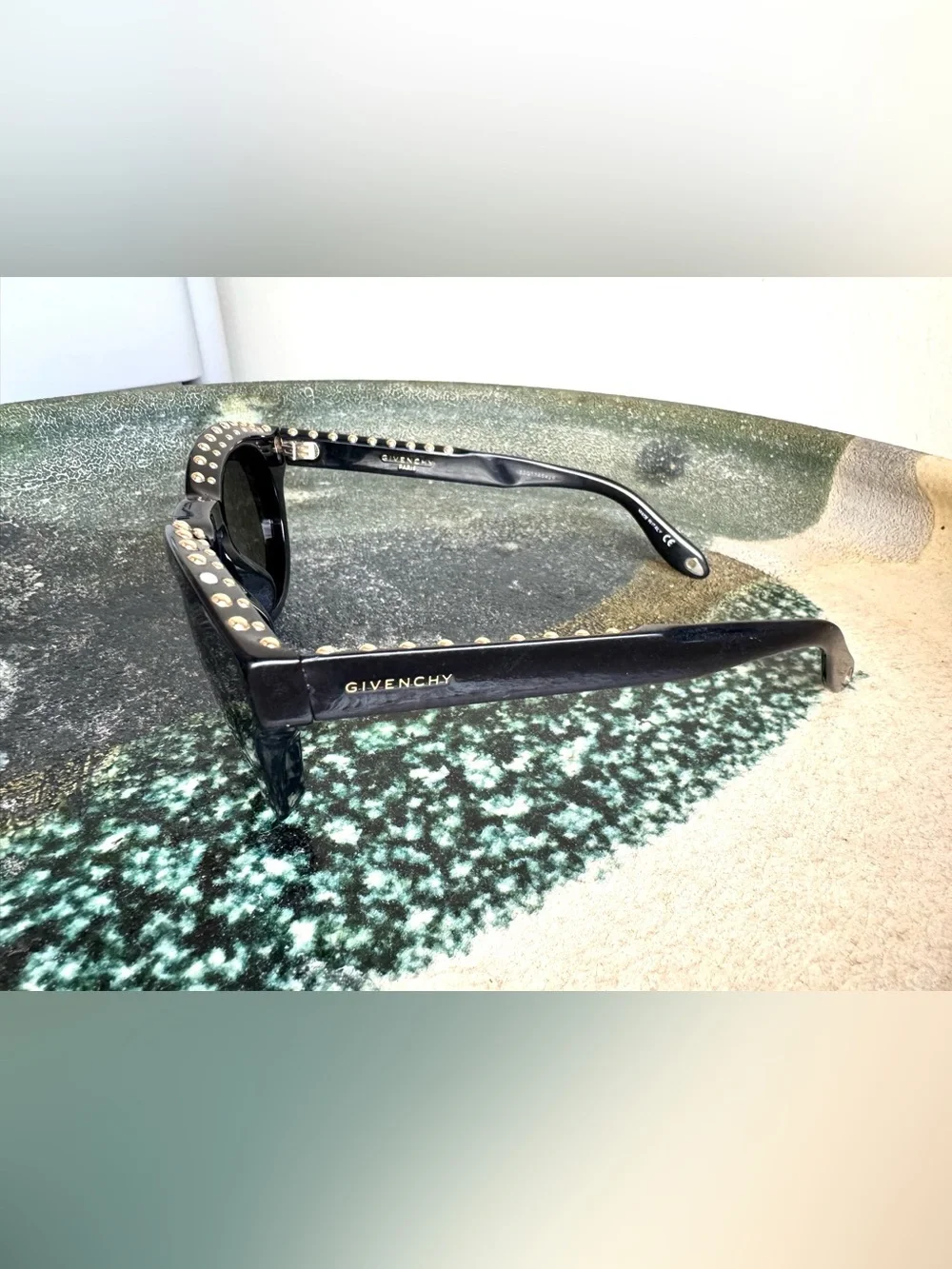 Givenchy Black Sunglasses with Gold Stud Accents